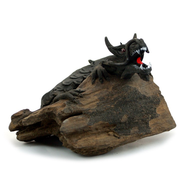 Chinesischer Glücksdrache liegend schwarz