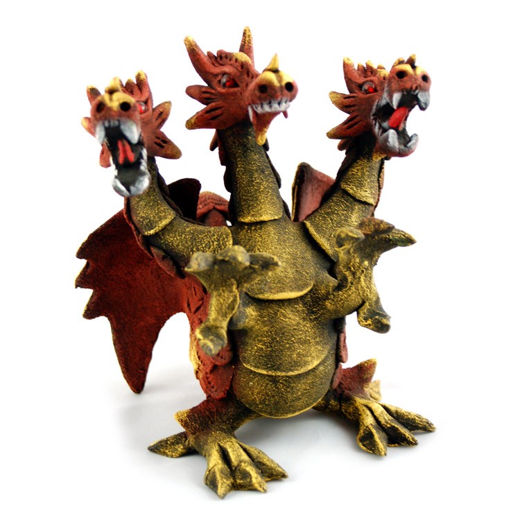 Dreikopfdrache antikbraun